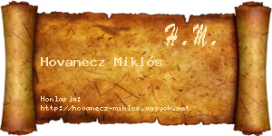 Hovanecz Miklós névjegykártya